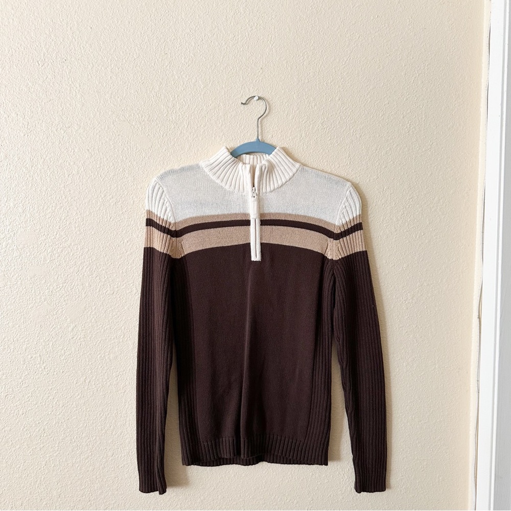 LIKE NEW! 100% Cotton St. John's Bay Quarter Zip Ribbed Sweater.